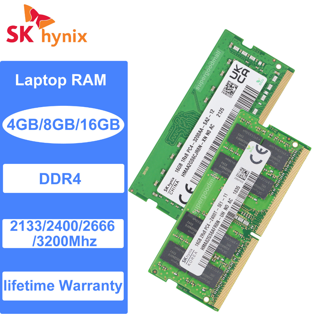 SK Hynix แรมหน่วยความจําแล็ปท็อป 4GB 8GB 16GB DDR4 2400Mhz 2666Mhz 2133Mhz 3200Mhz 1.2V 260Pin SODIMM Laptop Memory RAM