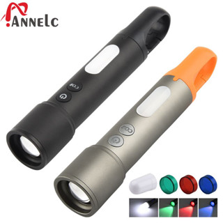 Annelc ไฟฉาย Led ขนาดเล็ก สีขาว ซูมได้ ชาร์จ USB