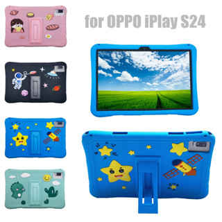 for OPPO iPlay S24 Tablet Case Cartoon Shockproof Soft Silicone Protective Case Stand Cover