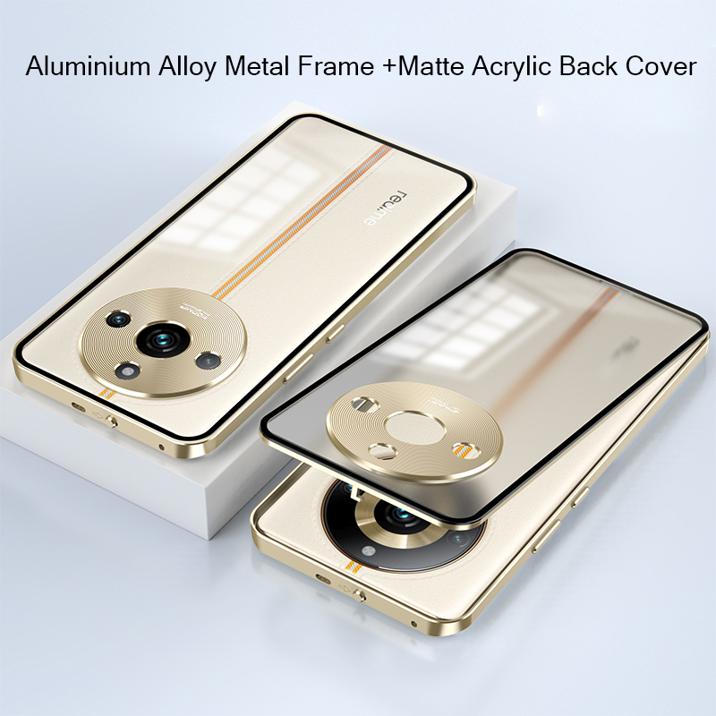 เคสโทรศัพท์ กรอบโลหะ อลูมิเนียม ผิวด้าน ป้องกันเลนส์กล้อง สําหรับ OPPO Realme 11 12 Pro Plus Pro+ 5G