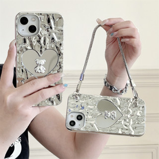 Coquitsilver เคสโทรศัพท์มือถือ ลายหมี พร้อมสายคล้องมือ สําหรับ iPhone 14ProMax 13 iPhone11 12 ProMax