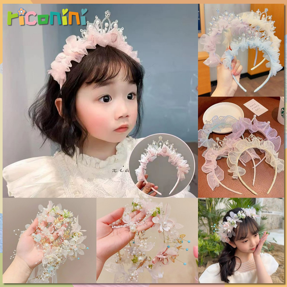 Riconini มงกุฎเจ้าหญิงน้อยน่ารัก เข็มกลัดติดผม ของขวัญวันเกิด เครื่องประดับผมเด็ก