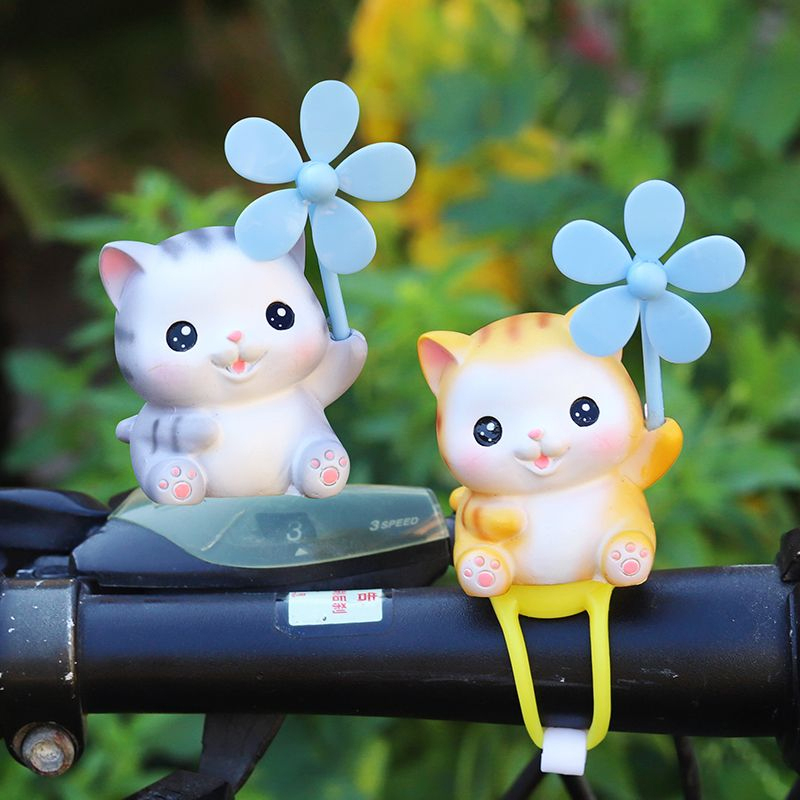Motorbicycle การ์ตูนน่ารักตุ๊กตาสัตว์พร้อมใบพัดกระดิ่งจักรยานตกแต่งสายรัดสร้างสรรค์ MTB รถจักรยานยนต์ Accesories