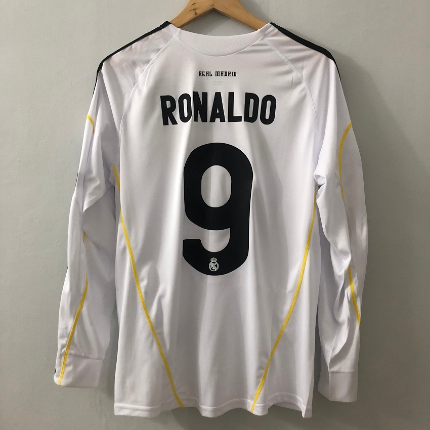 เสื้อกีฬาแขนยาว ลายทีมฟุตบอล Madrid 09 10 Real Ronaldo SHort ชุดเหย้า สําหรับผู้ชาย