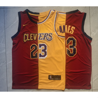 เสื้อกีฬาบาสเก็ตบอล ปักลาย Cleveland Cavaliers Los Angeles Lakers 23 LeBron James สีแดง สีเหลือง สําหรับผู้ชาย 2023