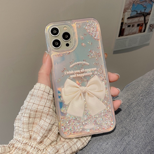 Diamond QuicksandFor iPhone 17 16 15 14 13 12 pro max Casing Girl เคสกันกระแทก Bowknot (DMB01)