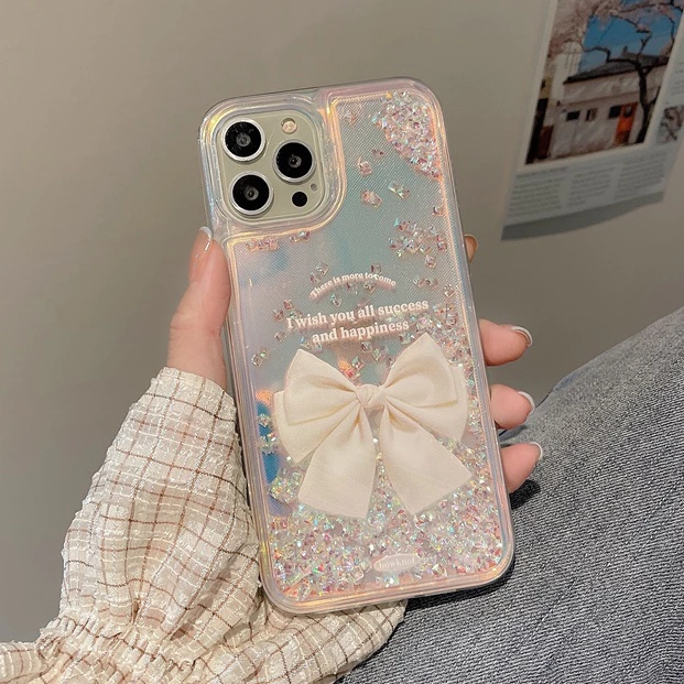 Diamond QuicksandFor iPhone 17 16 15 14 13 12 pro max Casing Girl เคสกันกระแทก Bowknot (DMB01)