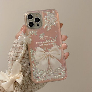 【ทรายดูดเพชร】เคสโทรศัพท์มือถือ กันกระแทก ประดับโบว์ สําหรับ iPhone14 13 12 11 Xs XR Xs pro max plus