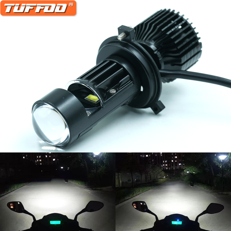 Tuffoo หลอดไฟหน้า LED H4 HS1 1 ชิ้น พร้อมเลนส์โปรเจคเตอร์ ขนาดเล็ก สีขาว สีเหลือง สําหรับรถจักรยานยน