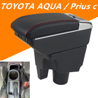 Toyota AQUA Prius c กล่องเก็บของที่พักแขนคอนโซลกลางรถยนต์ ปรับได้ พร้อมกล่องคอนโซลที่พักแขน Usb 7 ชั้น พรีเมี่ยม พร้อมที่วางแก้ว