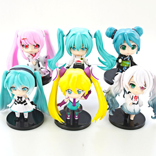 โมเดลฟิกเกอร์ PVC อนิเมะ Hatsune Miku Singer Miku Sakura Q version ขนาด 10 ซม. 6 ชิ้น ต่อชุด