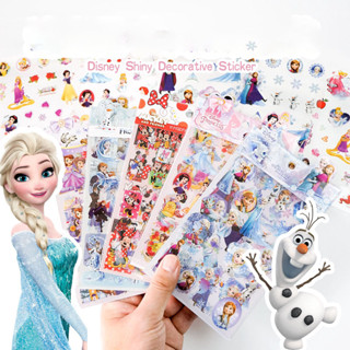 สติกเกอร์ pvc ลายการ์ตูนเจ้าหญิงน้ําแข็ง สีโปร่งใส แวววาว สําหรับตกแต่งสมุด การ์ด 4 ชิ้น