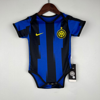 เสื้อกีฬาแขนสั้น ลายทีมชาติฟุตบอล Inter Milan 2023-24 6-12 12-24 Monthes ชุดเหย้า สําหรับเด็ก