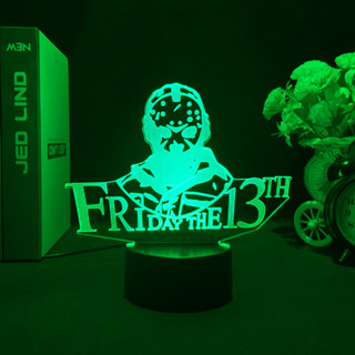 โคมไฟกลางคืน ลายโลโก้อนิเมะ Friday the 13th 3d 7 สี สําหรับตกแต่งห้องนอนเด็กผู้ชาย