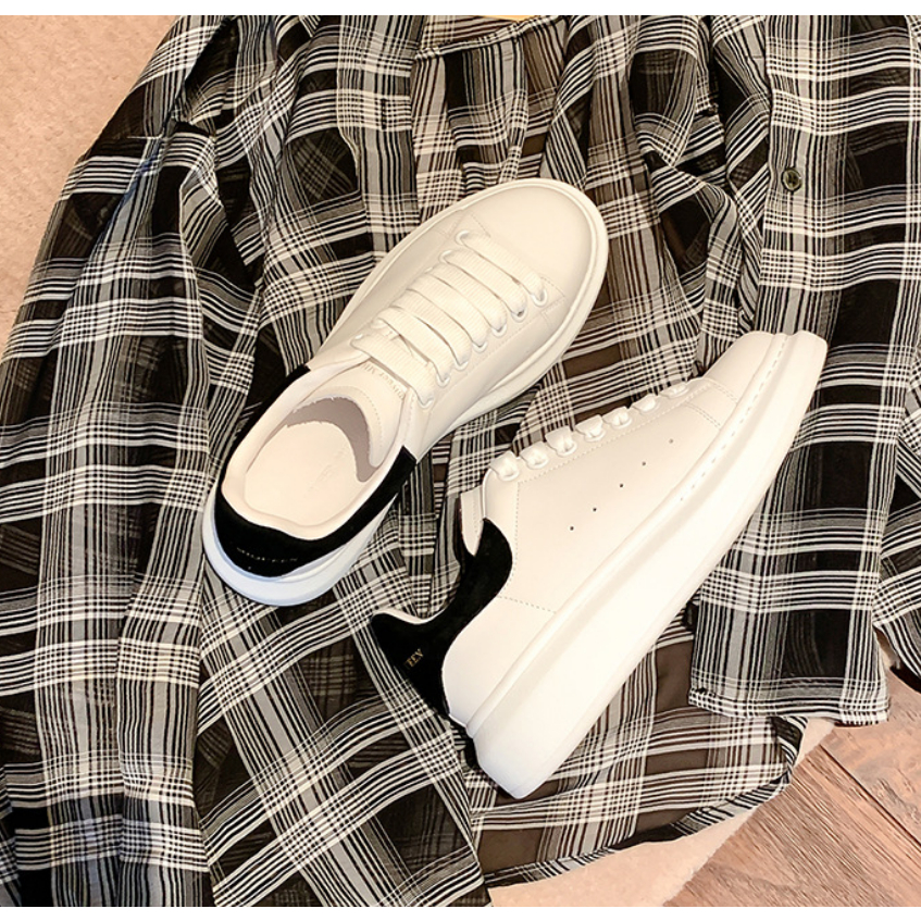 Eur 35-45 รองเท้าผ้าใบ ขนาดใหญ่ สีดํา สําหรับผู้หญิง และผู้ชาย