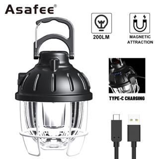 Asafee ไฟฉาย LED แบบพกพา หรี่แสงได้ ชาร์จ USB สําหรับตั้งแคมป์กลางแจ้ง