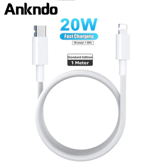 Ankndo PD 20W สายชาร์จเร็ว สําหรับ IOS USB C To IOS สายชาร์จโทรศัพท์ 1ม./2ม. สายชาร์จเร็ว สําหรับ IP 14 13 12 Pro Max
