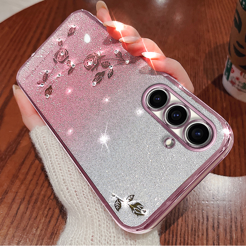 SAMSUNG สําหรับsamsung A56 A36 A26 A16 A55 A35 A25 A15 A06 A14 A13 A22 A24 A32 A05 A34 A42 A52 A53 A54 A72 A73 4G 5G RoseElectroplatedฝาครอบดอกไม้นุ่มเคสโทรศัพท์