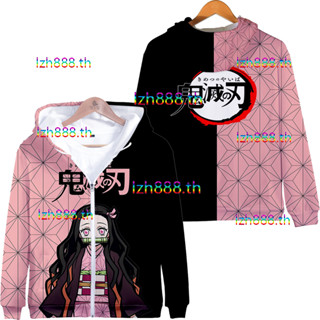 ใหม่ เสื้อกันหนาว เสื้อแจ็กเก็ต แขนยาว มีฮู้ด พิมพ์ลายอนิเมะ Demon Slayer Kamado Nezuko Kamado Tanjirou 3D ทรงหลวม สไตล์ญี่ปุ่น แฟชั่นสําหรับเด็กผู้ชาย ผู้หญิง