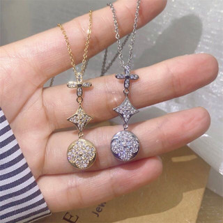 Vancleefarpels สร้อยคอไทเทเนียม จี้ใบโคลเวอร์สี่แฉก หรูหรา สําหรับผู้หญิง102647