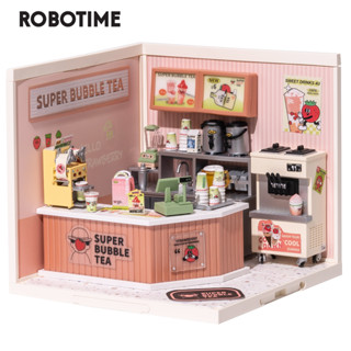 Robotime Rolife โมเดลชานมไข่มุก 3D สําหรับผู้ใหญ่ ผู้หญิง ตกแต่งบ้านตุ๊กตา