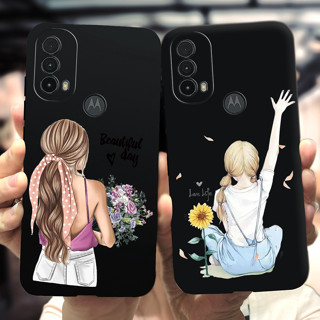 เคสโทรศัพท์มือถือ ซิลิโคนนิ่ม ลายเด็กผู้หญิงสวย แฟชั่น สีดํา สําหรับ Motorola Moto E30 E 30 2021 XT2158-6 MotoE30 E40 Para