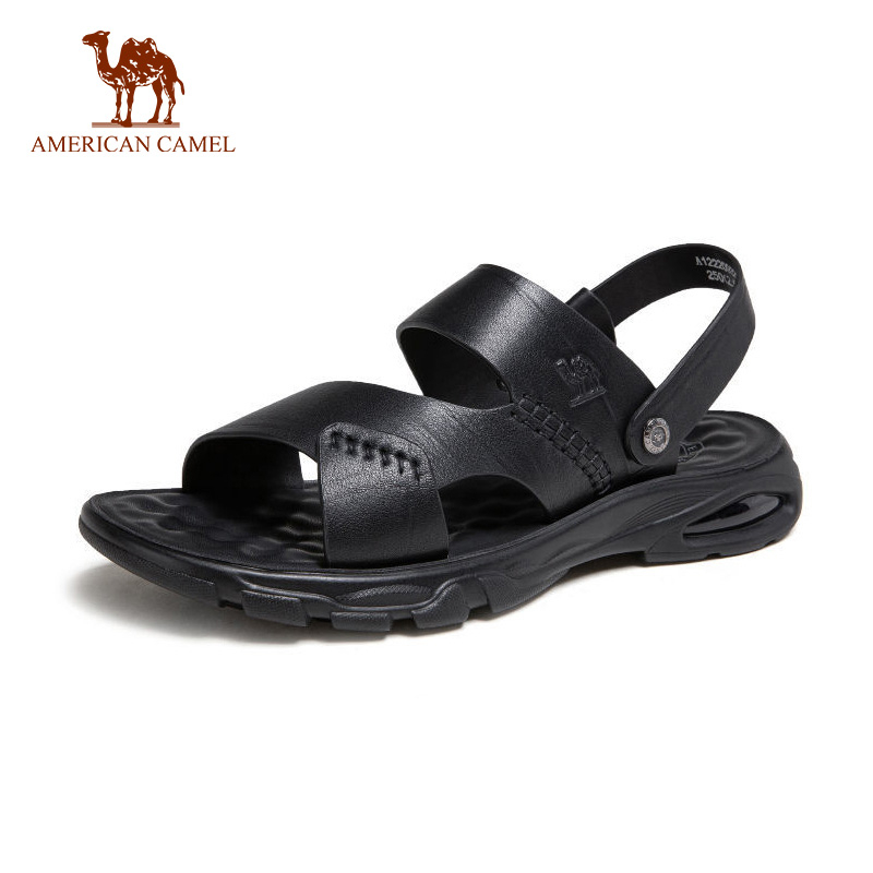 American CAMEL รองเท้าแตะ รองเท้าชายหาด หนัง แฟชั่นฤดูร้อน สําหรับผู้ชาย