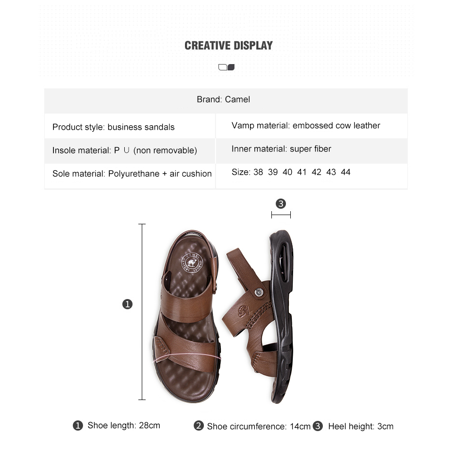 American CAMEL รองเท้าแตะ รองเท้าชายหาด หนัง แฟชั่นฤดูร้อน สําหรับผู้ชาย