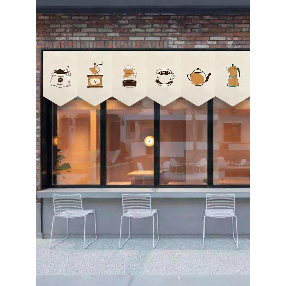 แนะนำ ผ้าม่าน ผ้าม่าน ลายธงชาติกาแฟ สําหรับตกแต่งร้านกาแฟ ราคาพิเศษ มีเก็บเงินปลายทาง