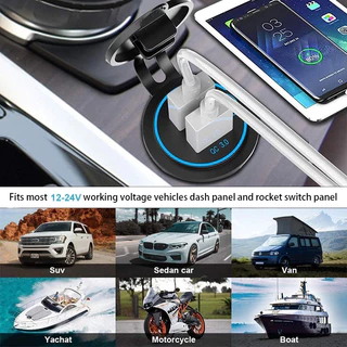 ซ็อกเก็ตชาร์จเร็ว 3.0 Dual USB กันน้ํา 12V 24V QC3.0 USB ABS พร้อมสวิตช์สัมผัส สําหรับรถยนต์