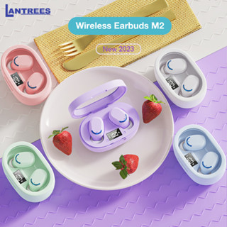 Lantrees M2 หูฟังไร้สาย TWS บลูทูธ 5.3 สีมาการอง พร้อมไมโครโฟน คุณภาพดี