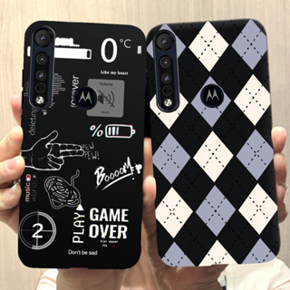 เคสซิลิโคนนิ่ม ลายหมากรุก สีดํา สําหรับ Motorola One Macro Moto OneMacro 2019