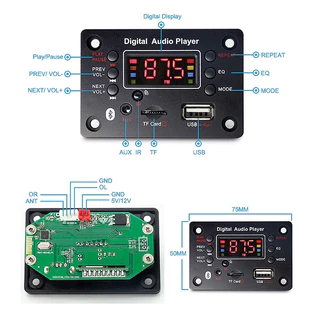 บอร์ดถอดรหัส เครื่องเล่นเพลง Mp3 DC 5V 12V บลูทูธ 5.0 Mp3 WMA WAV APE USB TF วิทยุ FM สําหรับรถยนต์