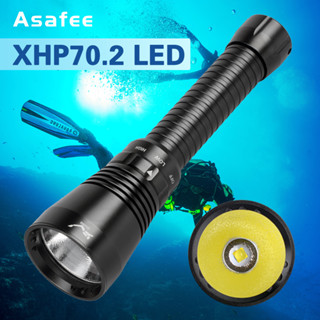 Asafee XHP70 ไฟฉาย LED 18650 26650 แบตเตอรี่ 80 เมตร สําหรับดําน้ํา