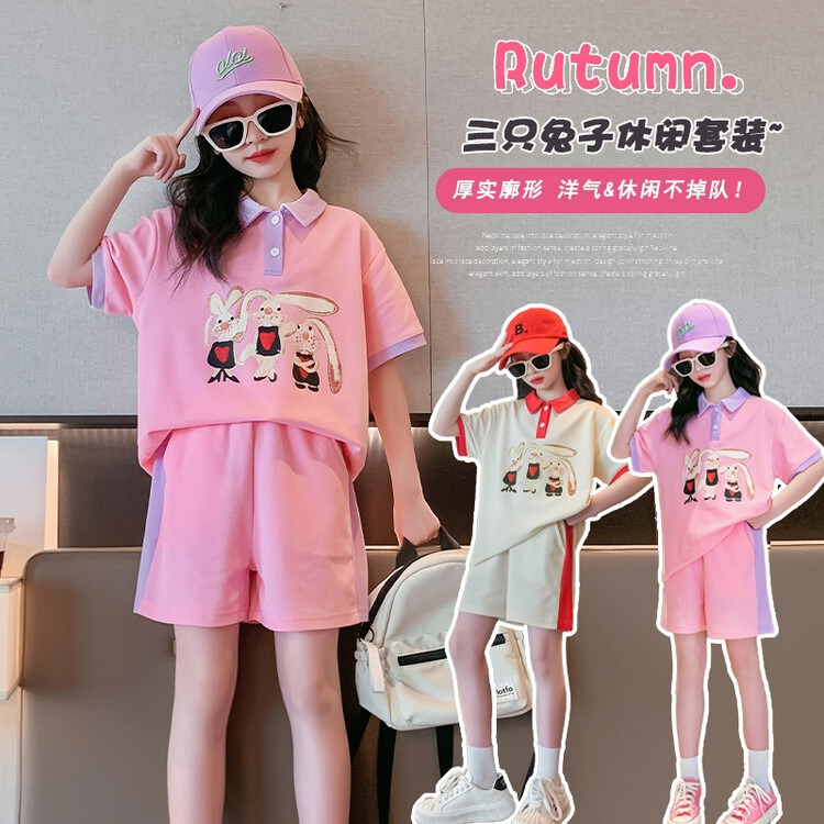 【สปอต】 3-14 ปี ชุดเด็กผู้หญิง ชุดเด็กแขนสั้น เสื้อผ้าเด็กเกาหลี สาวใหญ่ การ์ตูน ชายกลางและใหญ่ ชุดเด็กหญิงฤดูร้อน เสื้อผ้าเด็ก