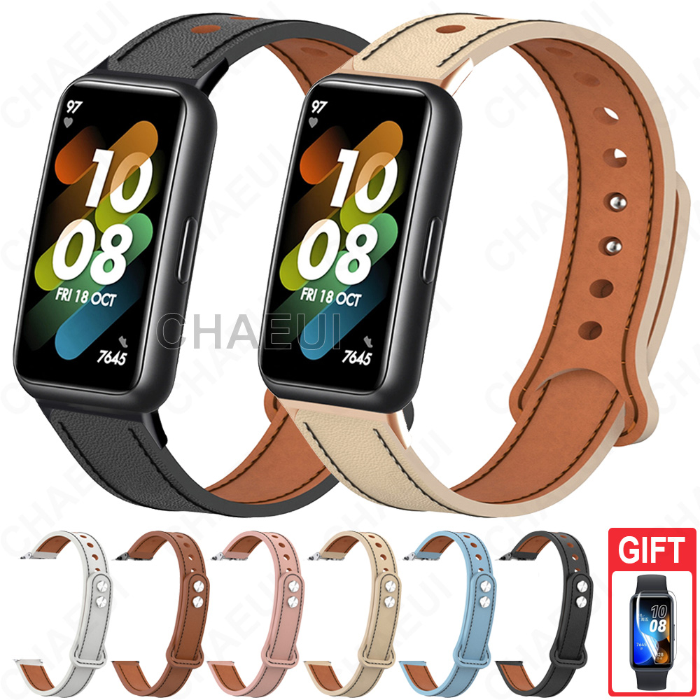 สายนาฬิกาข้อมือหนัง แบบเปลี่ยน สําหรับ Huawei Band 9 8 7 6 / Honor Band 7 6