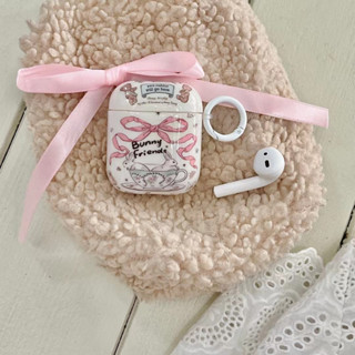 เคสหูฟังบลูทูธไร้สาย กันกระแทก ลายกระต่ายริบบิ้นน่ารัก สําหรับ airpods รุ่น pro 1 2 3