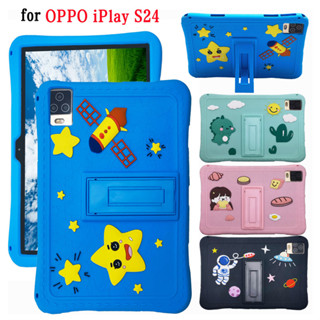 Tablet Case Cartoon Shockproof Case For OPPO iPlay S24 Super Soft Silicon Tablet Case Stand Protect Shell Cover