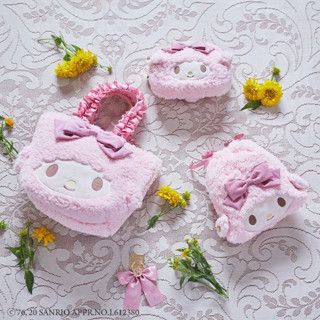 【Maison De Fleur】กระเป๋าเครื่องสําอาง กระเป๋าถือ ผ้ากํามะหยี่ขนนิ่ม ลาย My Melody สําหรับผู้หญิง