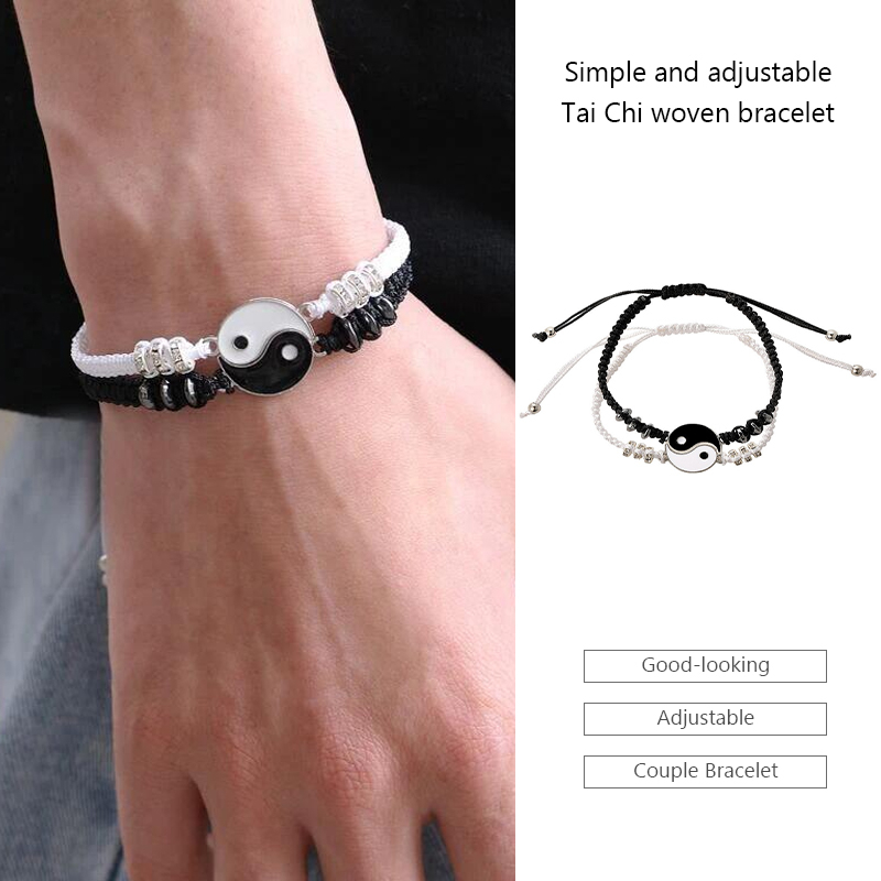 สร้อยข้อมือถักไทเก็กโลหะผสม ชุดมือพร้อมเพชร