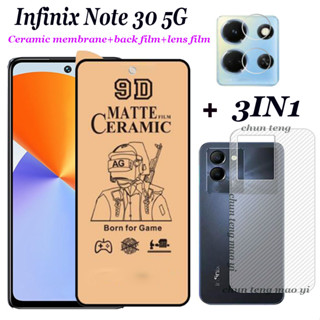 (3 In 1) ฟิล์มเซรามิคกันรอยหน้าจอ และฟิล์มกล้อง และฟิล์มด้านหลัง สําหรับ infinix Note 30 5G Note 30i 30 Pro