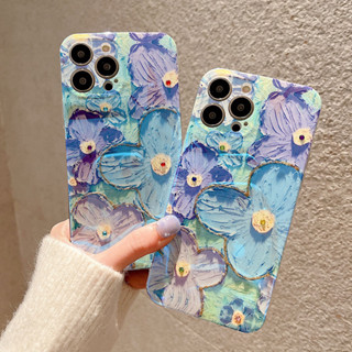 เคสโทรศัพท์มือถือแบบนิ่ม TPU กันกระแทก ลายดอกไม้ สีฟ้า หรูหรา แฟชั่น สําหรับ Samsung Galaxy S23 Ultra S23 S21 S20 FE S22 Plus Ultra