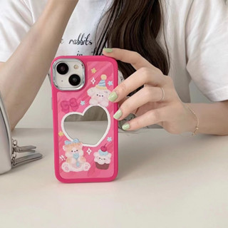 เคสโทรศัพท์มือถือกระจก สีชมพู สําหรับ iPhone 11 12 12pro 12promax 13 13pro 13promax 14 14pro 14promax