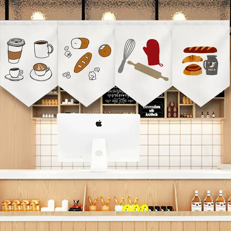 ผ้าม่านตกแต่งร้านขนมหวาน เค้ก
