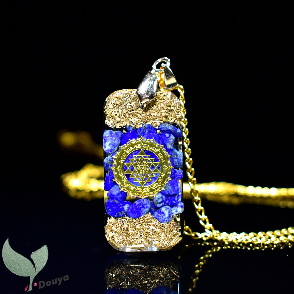 สร้อยคอ จี้หินเรซินธรรมชาติ Lapis Lazuli Reiki Energy สําหรับเติบโตทางธุรกิจ