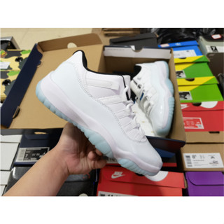 Nike Jordan 11 Low-Top รองเท้าผ้าใบลําลอง กันลื่น สีขาว สีฟ้า เหมาะกับการเล่นกีฬา บาสเก็ตบอล aj11