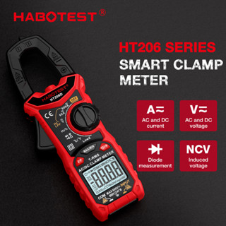 Habotest HT206 เครื่องวัดแรงดันไฟฟ้าดิจิทัล 600V AC DC 6000 แอมป์ 600A โอห์ม ความต่อเนื่อง Hz