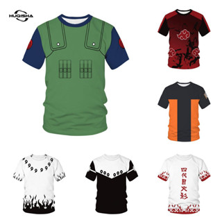 เสื้อยืดลําลอง แขนสั้น พิมพ์ลายการ์ตูนนารูโตะ 3 มิติ สไตล์ฮิ…