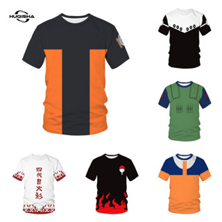 เสื้อยืดแขนสั้นลําลอง พิมพ์ลายกราฟฟิค Naruto Hokage Ninjia สไตล์ญี่ปุ่น สําหรับผู้ชาย