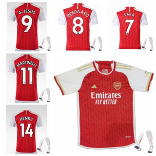 เสื้อกีฬาแขนสั้น ลายทีมชาติฟุตบอล Arsenal Home Saka Odegaard Jesus Martinelli Henry ปี 2023-24